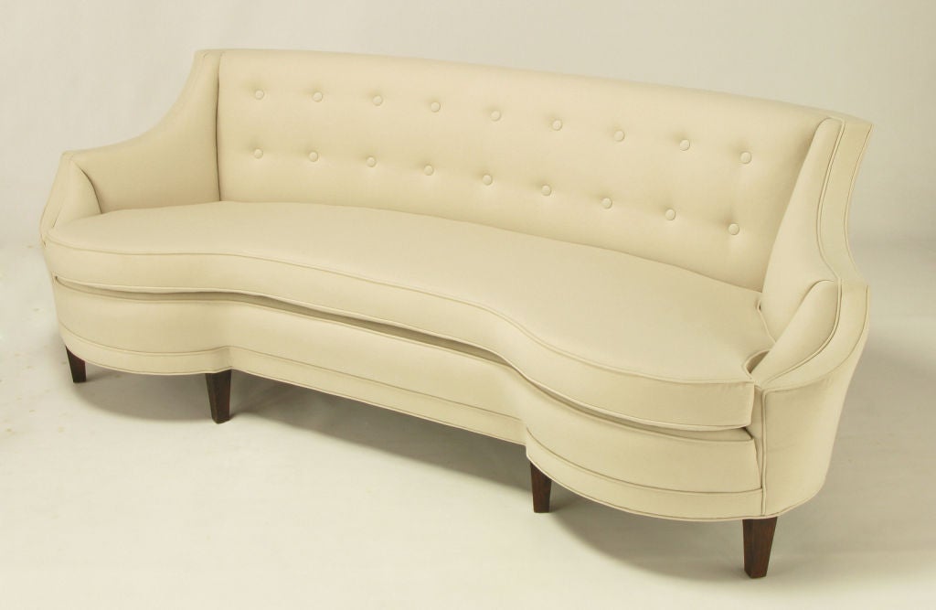 Foam Restored 1930s Art Deco Sculptural Sofa In Off White Wool