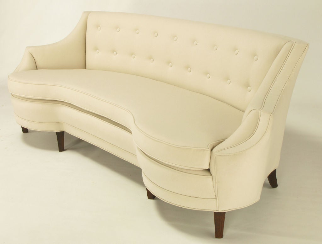 Restored 1930s Art Deco Sculptural Sofa In Off White Wool 1