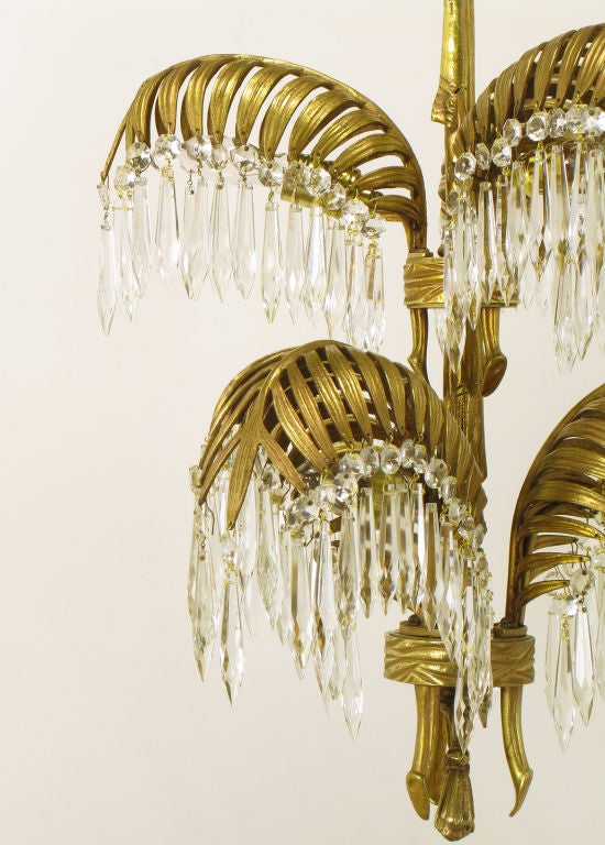 Bronze Dore' & Crystal Palm Frond Chandelier 5