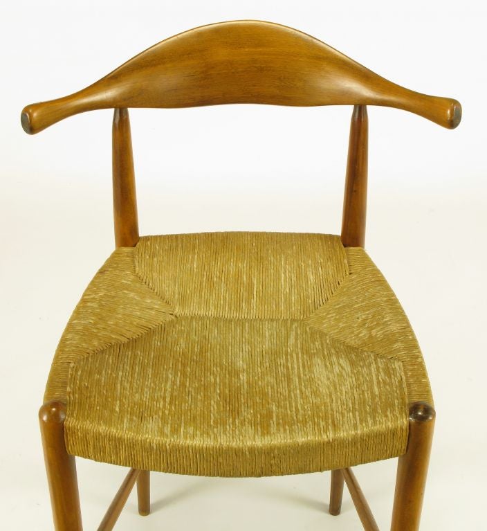 Teak & Rush Counter Height Barstool After Hans Wegner 1