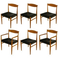 Six Teak Sculptural Back Dining Chairs Six Teak Sculptural Back Dining Chairs