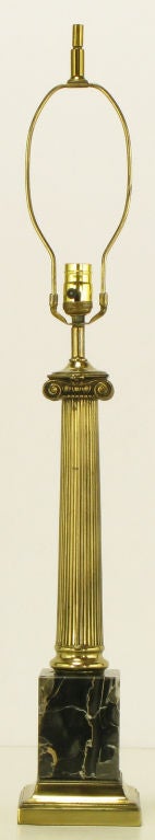 brass column table lamp