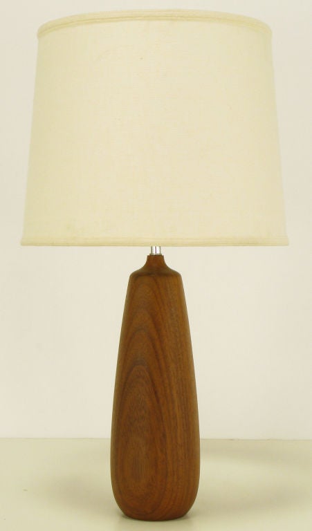 Solid Teak Vase-Form Table Lamp