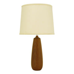 Solid Teak Vase-Form Table Lamp