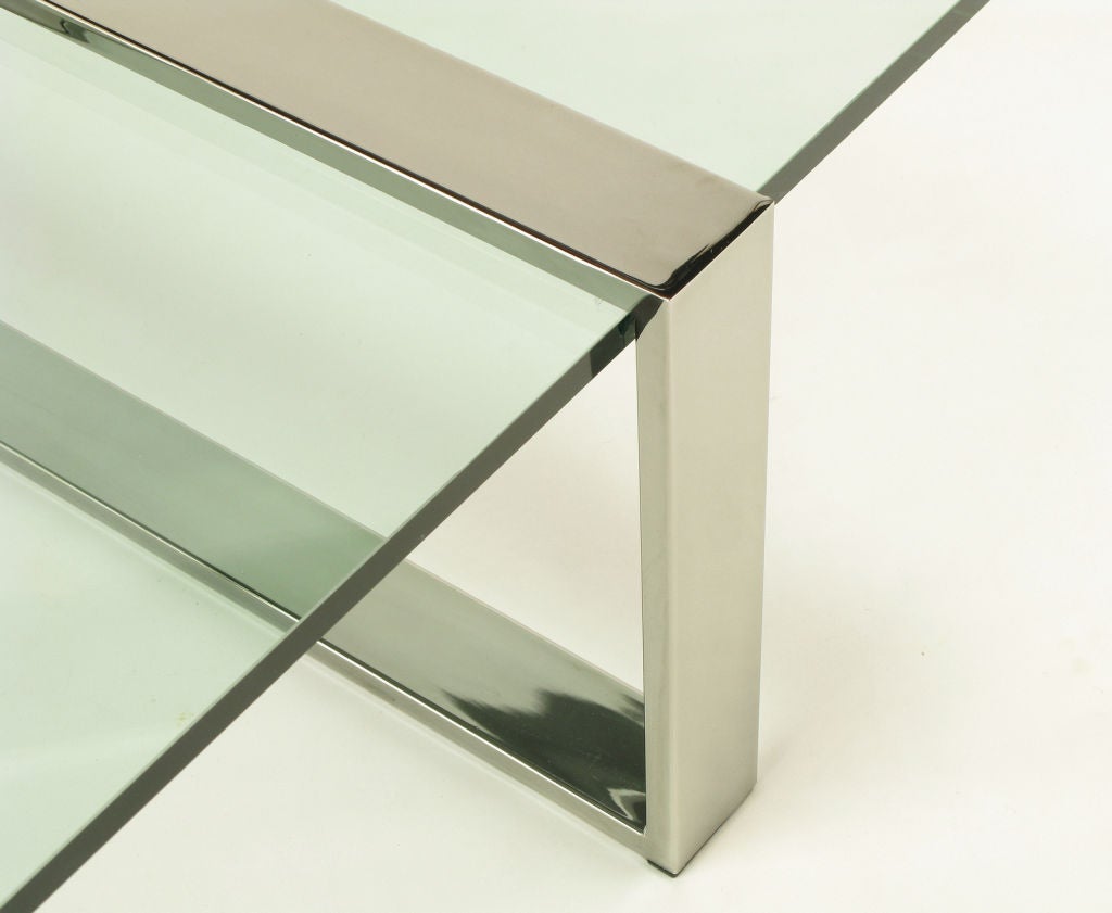 Geometric Chrome & Glass Cantilvered Coffee Table 3
