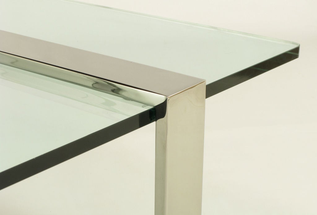 Geometric Chrome & Glass Cantilvered Coffee Table 4