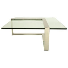 Geometric Chrome & Glass Cantilvered Coffee Table