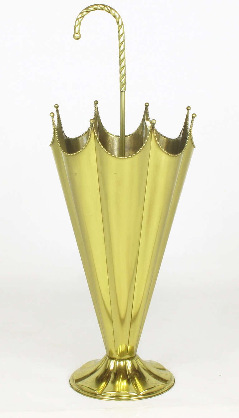 Inverted Umbrella Solid Brass Umbrella Stand at 1stdibs