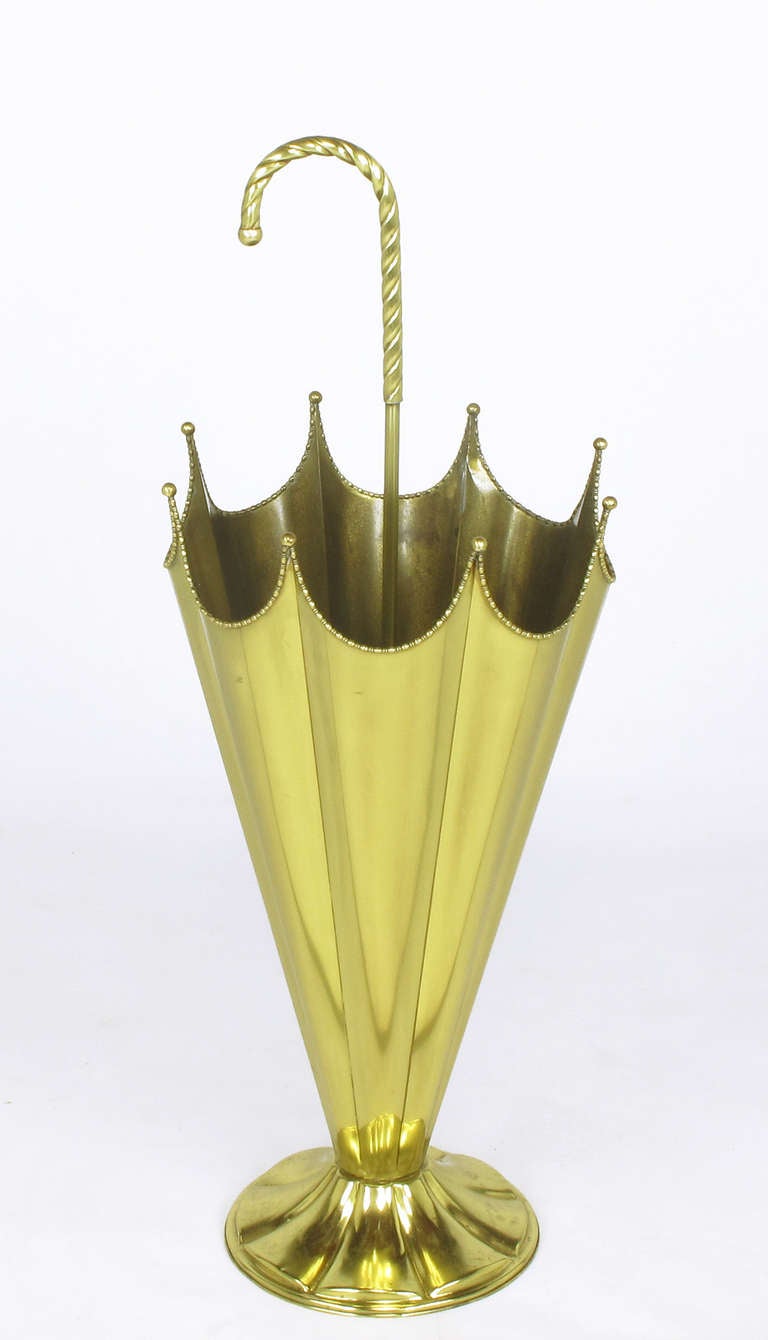 Inverted Umbrella Solid Brass Umbrella Stand at 1stdibs