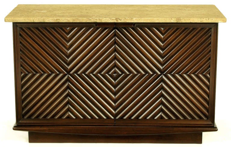 American Heritage Henredon Reeded Chevron Front Cabinet For Sale