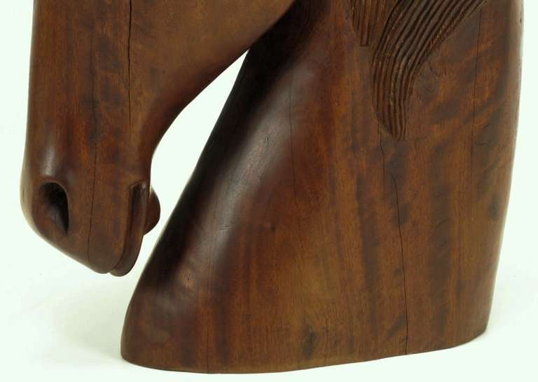 Imposing Pair of Carved Mahogany Horse Head Sculptures 2