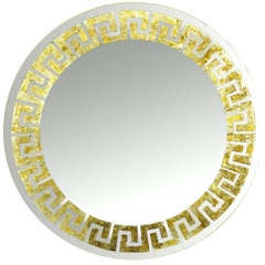 Round David Marshall Reverse Gilt Greek Key Mirror