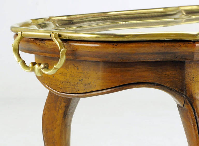 Yale Burge, Louis XV Style Coffee Table with Solid Brass Tray For Sale 3