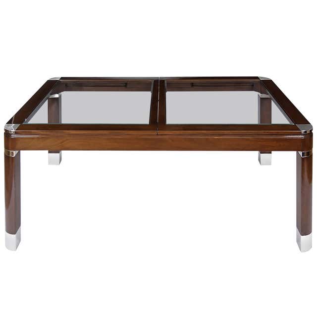 Canted Leg Dia Chrome and Incised Glass Canted Leg Dining Table For Sale at ...