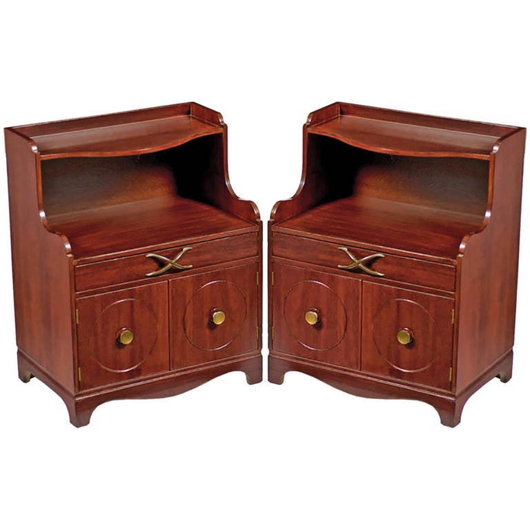 Pair of Grosfeld House Mahogany Nightstands For Sale at 1stdibs