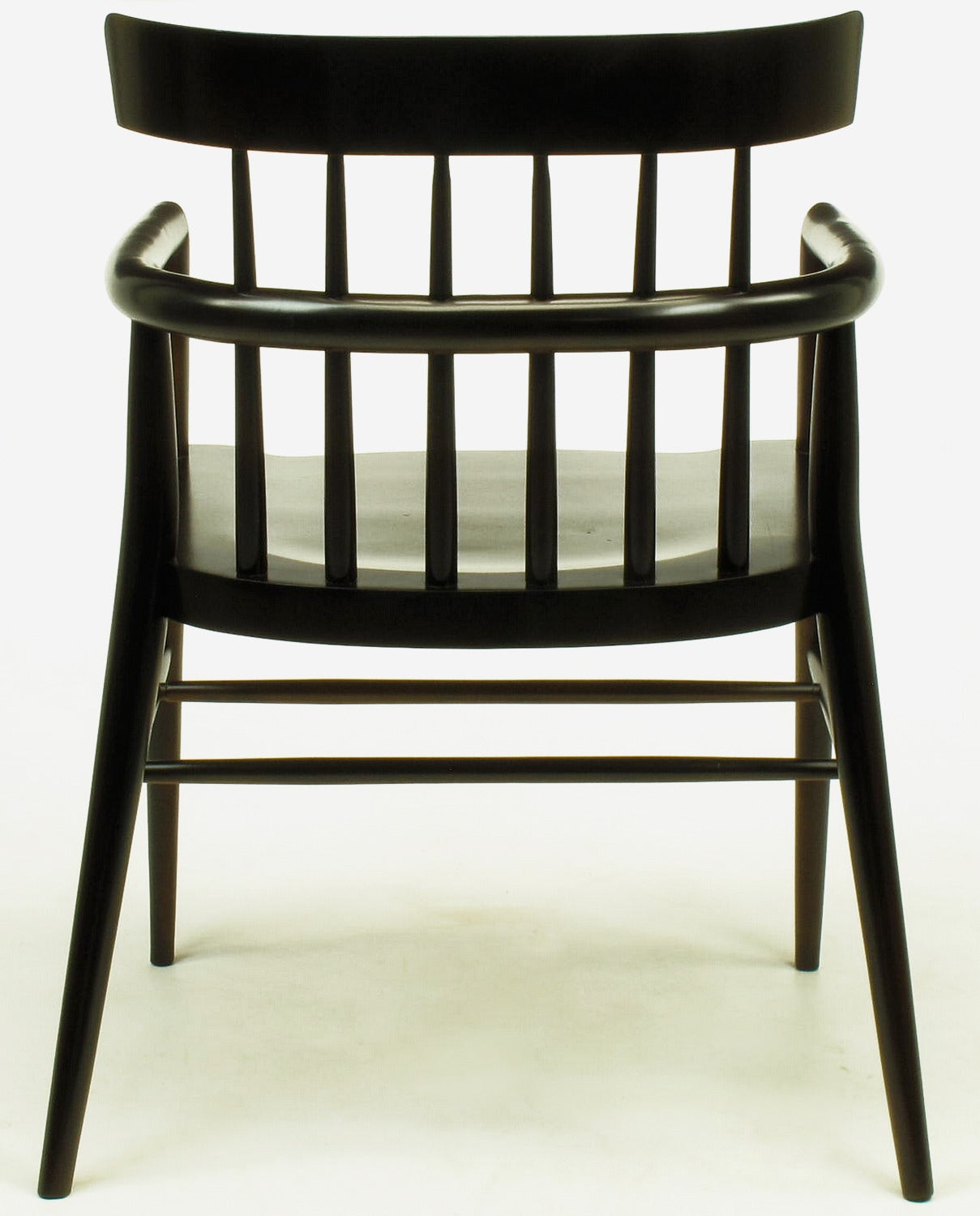 Mid-20th Century Pair of Paul McCobb Dark Maple Modern Windsor Style Armchairs