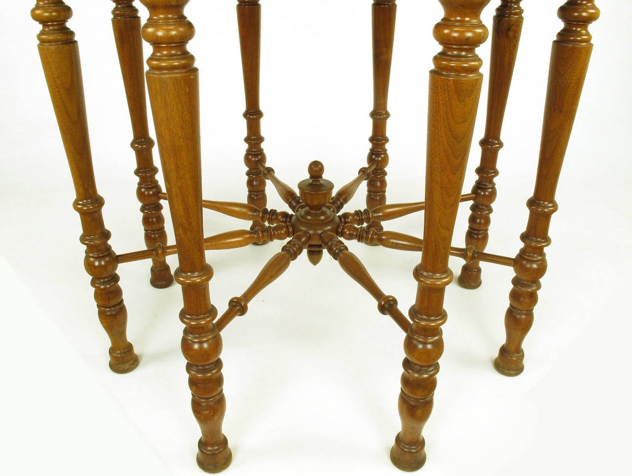 Eight-Leg Walnut and Marble Eastlake Center Table In Good Condition For Sale In Chicago, IL