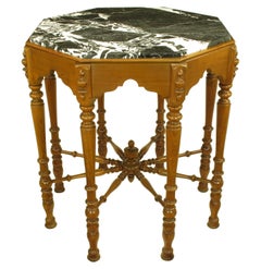 Antique Eight-Leg Walnut and Marble Eastlake Center Table