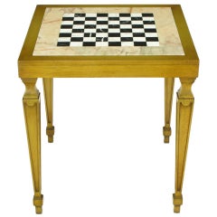 Bleached Walnut & Inlaid Marble Regency Game Table