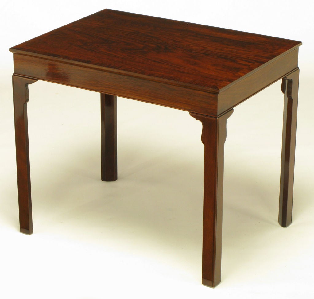 American 1940s Pair Custom Rosewood & Mahogany End Tables