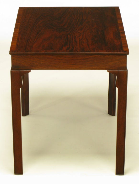 Mid-20th Century 1940s Pair Custom Rosewood & Mahogany End Tables