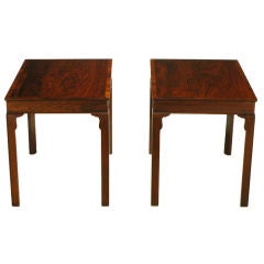 1940s Pair Custom Rosewood & Mahogany End Tables