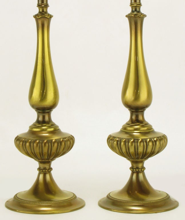 American Pair Rembrandt Lighting Solid Brass Regency Table Lamps