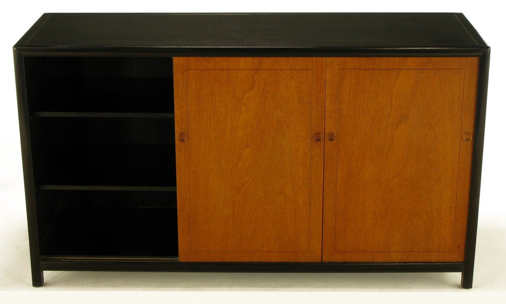 Michael Taylor For Baker Natural & Ebonized Mahogany Cabinet