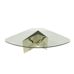 Custom Artisan Chrome, Brass, and Glass Coffee Table