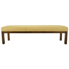 Parsons Style Oak & Linen Long Bench