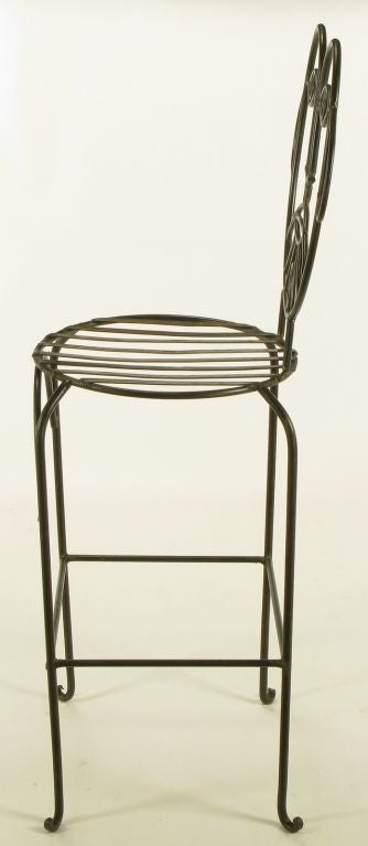 Late 20th Century Set Four Hand Wrought & Glazed Iron Barstools After John Risley
