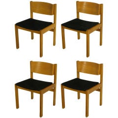 Set Four Harvey Probber Bleached & Bent Mahogany Dining Chairs