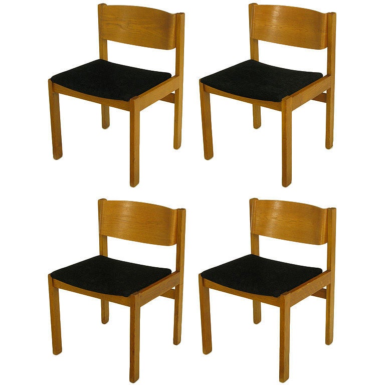 Set Four Harvey Probber Bleached & Bent Mahogany Dining Chairs