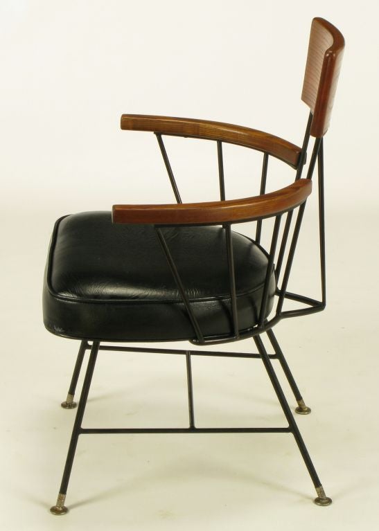 20th Century Set Four Paul McCobb Wrought Iron & Ash Dining Chairs.