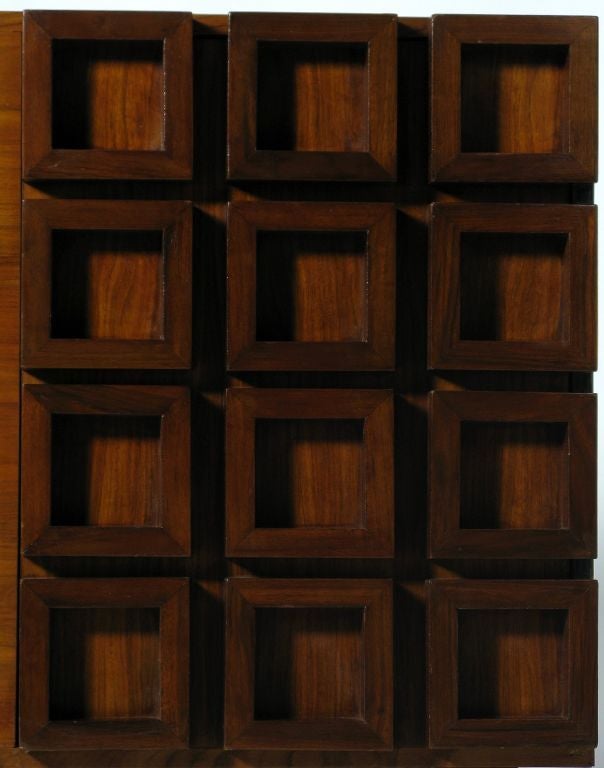 Peck & Hills Walnut Dresser With Deep Geometric Relief Front 2