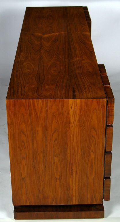 Peck & Hills Walnut Dresser With Deep Geometric Relief Front 4