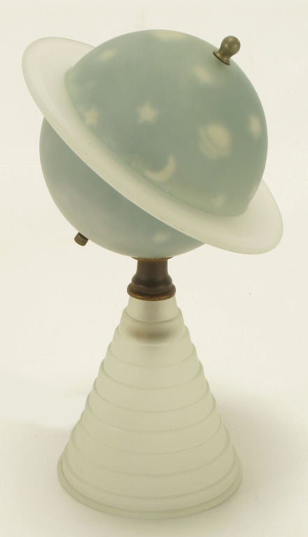 American 1939 World's Fair Glass Planetary Desk Lamp Of Saturn