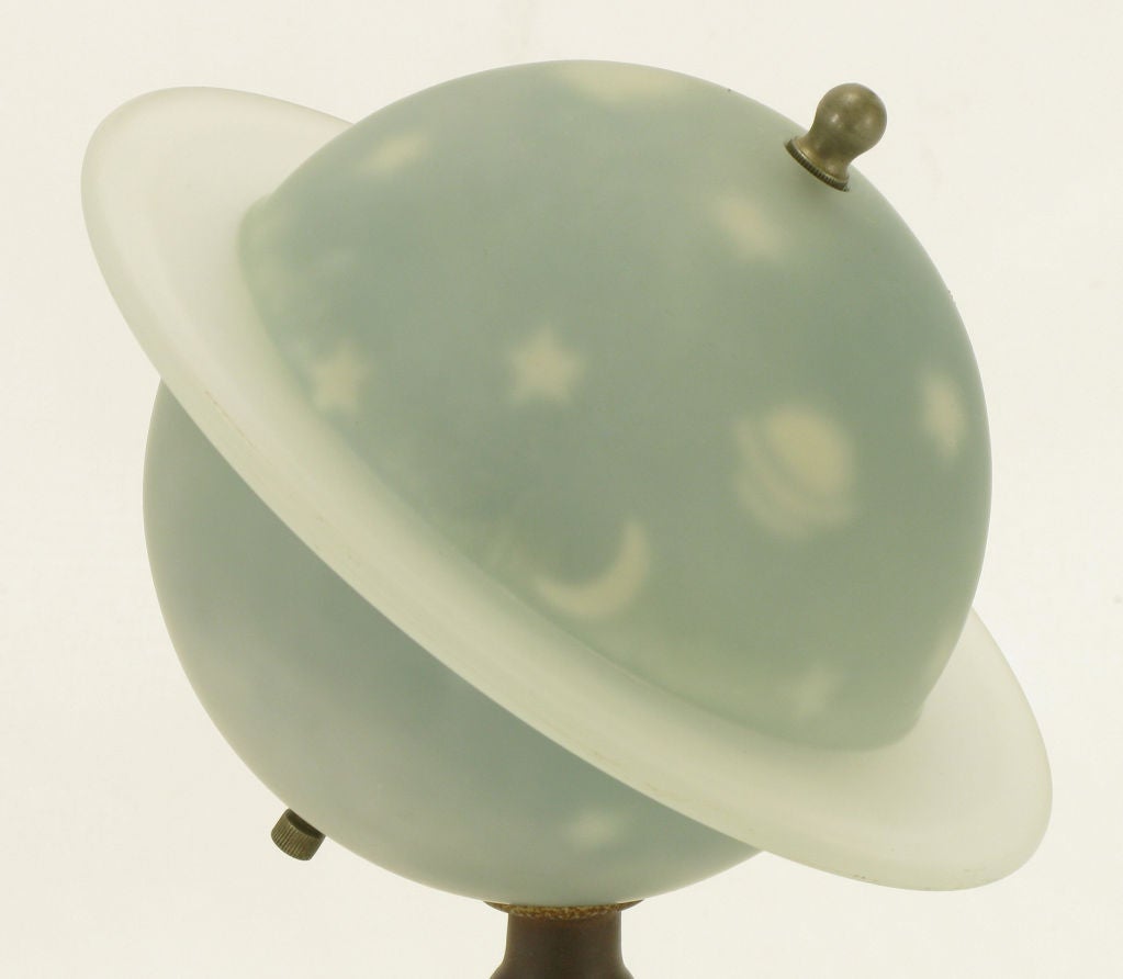 Mid-20th Century 1939 World's Fair Glass Planetary Desk Lamp Of Saturn