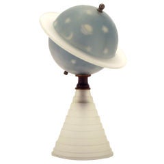 Vintage 1939 World's Fair Glass Planetary Desk Lamp Of Saturn