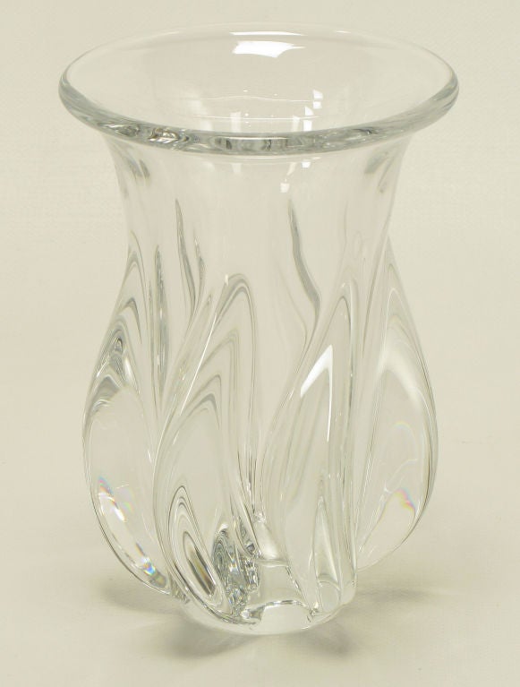 Leaded crystal spiral propeller body vase from Sevres Crystal, Serves France.