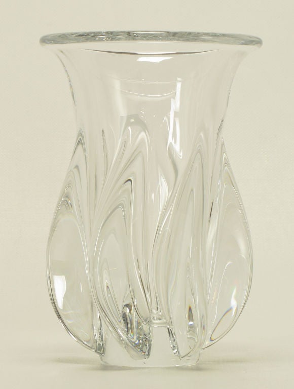 French 1970s Sevres Spiral Body Crystal Vase.