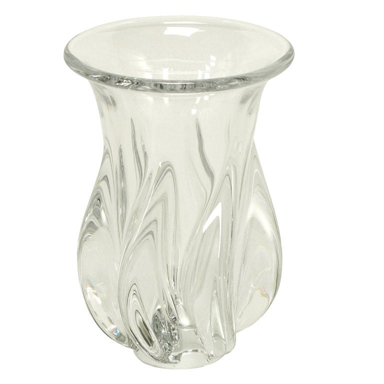 1970s Sevres Spiral Body Crystal Vase.