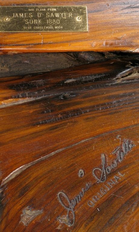 James Sawtelle Long Studio Bench  Of Shipwreck Wood & Chain 1