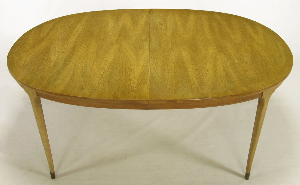American Bleached & Figured Walnut Oval Dining Table