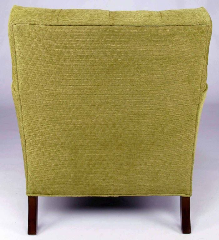 Pair Heritage Henredon Club Chairs In Quilted Sage Wool 3