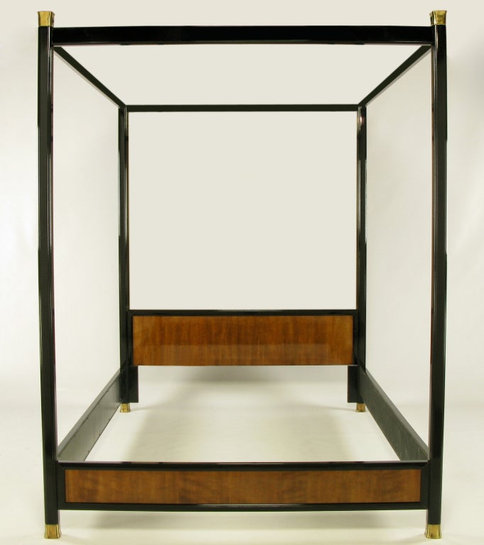 Henredon Mirror, Black Lacquer, & Walnut Queen Canopy Bed 1