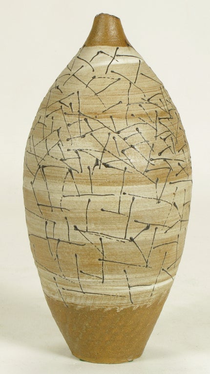 American Hand Thrown & Glazed Terra Cotta Free Edge Vase