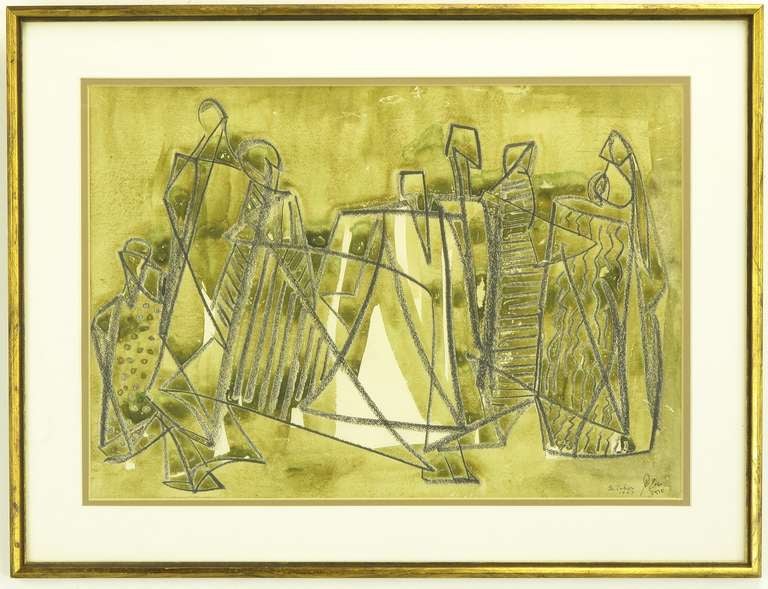 Framed water color by famed Egyptian painter Salah Taher.

Salah Taher (Arabic: صلاح طاهر‎) was a prominent Egyptian painter. Born on May 12, 1911, in Cairo, he joined and Graduated from Faculty of Fine Arts, now part of Helwan University.
He was