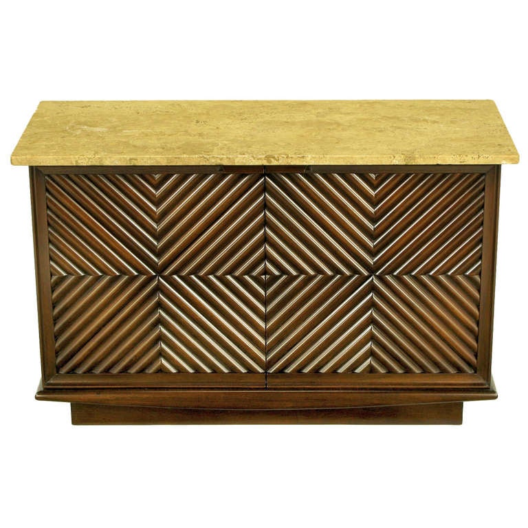 Heritage Henredon Reeded Chevron Front Cabinet For Sale