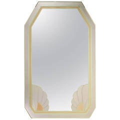 Art Deco Revival Lavender and Rose Etched Glass Mirror 2